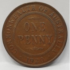 AUSTRALIA 1920 . ONE 1 PENNY . VARIETY . RARE . TOP DOT ONLY